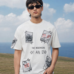 RINO7 White Graphic T-Shirt for Stylish Comfort - The Beginning of an End - RINO7