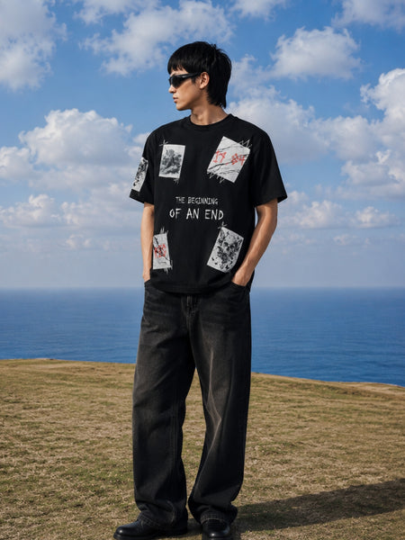 RINO7 Graphic T-Shirt - The Beginning of an End Black Design - RINO7