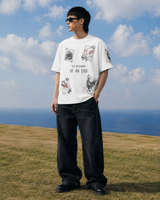 RINO7 “The Beginning of an End” White Graphic T-Shirt