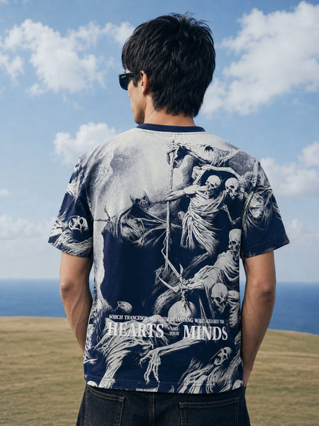 RINO7 Peace in Chaos T-Shirt for Men - Blue Regular Fit Graphic Design - RINO7