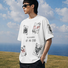 RINO7 White Graphic T-Shirt for Stylish Comfort - The Beginning of an End - RINO7