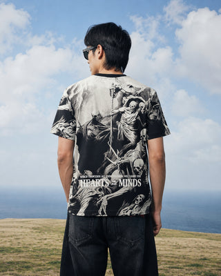 RINO7 “Peace in Chaos” Navy Regular Fit Graphic T-Shirt