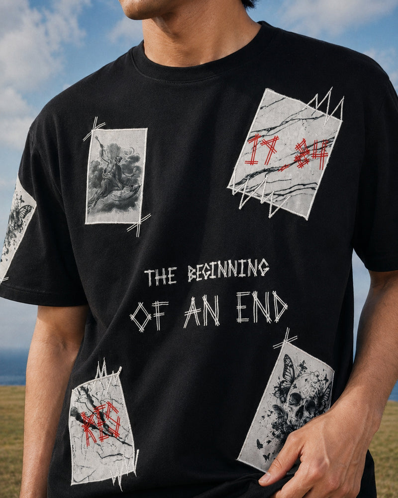 RINO7 Graphic T-Shirt - The Beginning of an End Black Design - RINO7