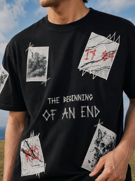 RINO7 Graphic T-Shirt - The Beginning of an End Black Design - RINO7