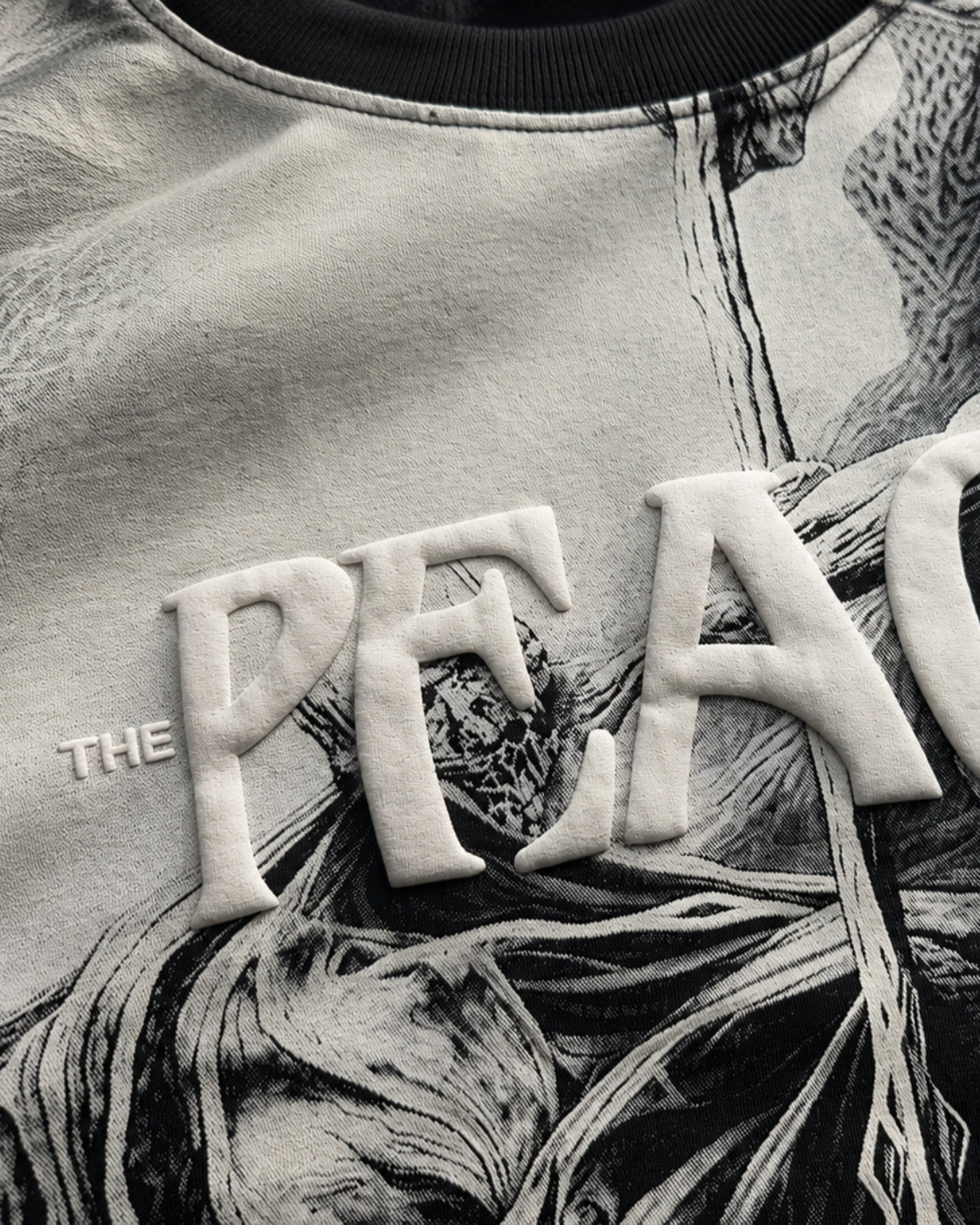 RINO7 “Peace in Chaos” Blue Regular Fit Graphic T-Shirt