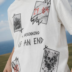 RINO7 White Graphic T-Shirt for Stylish Comfort - The Beginning of an End - RINO7