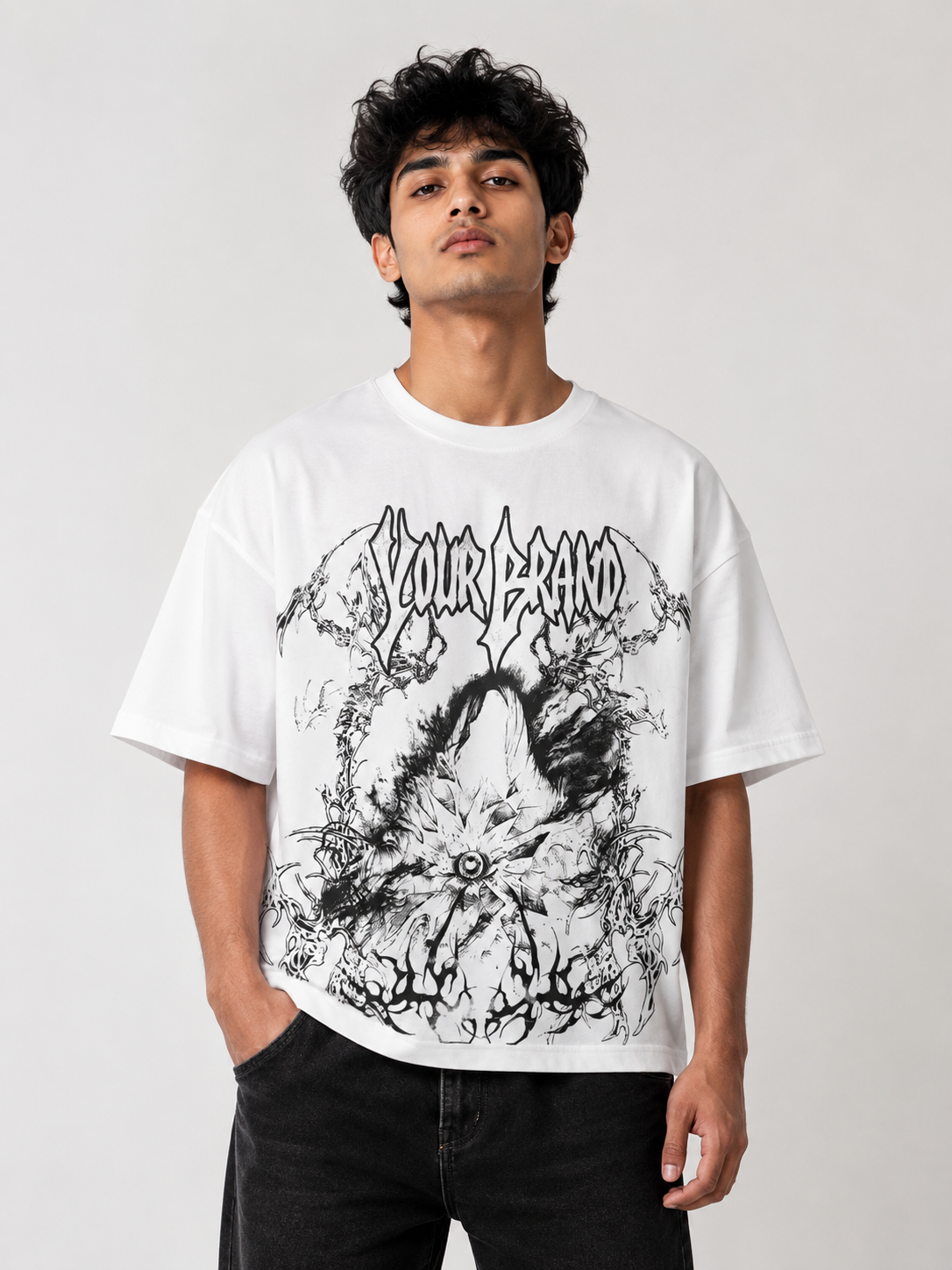 Rino7 Men’s Premium Oversized Cotton Blend Tee