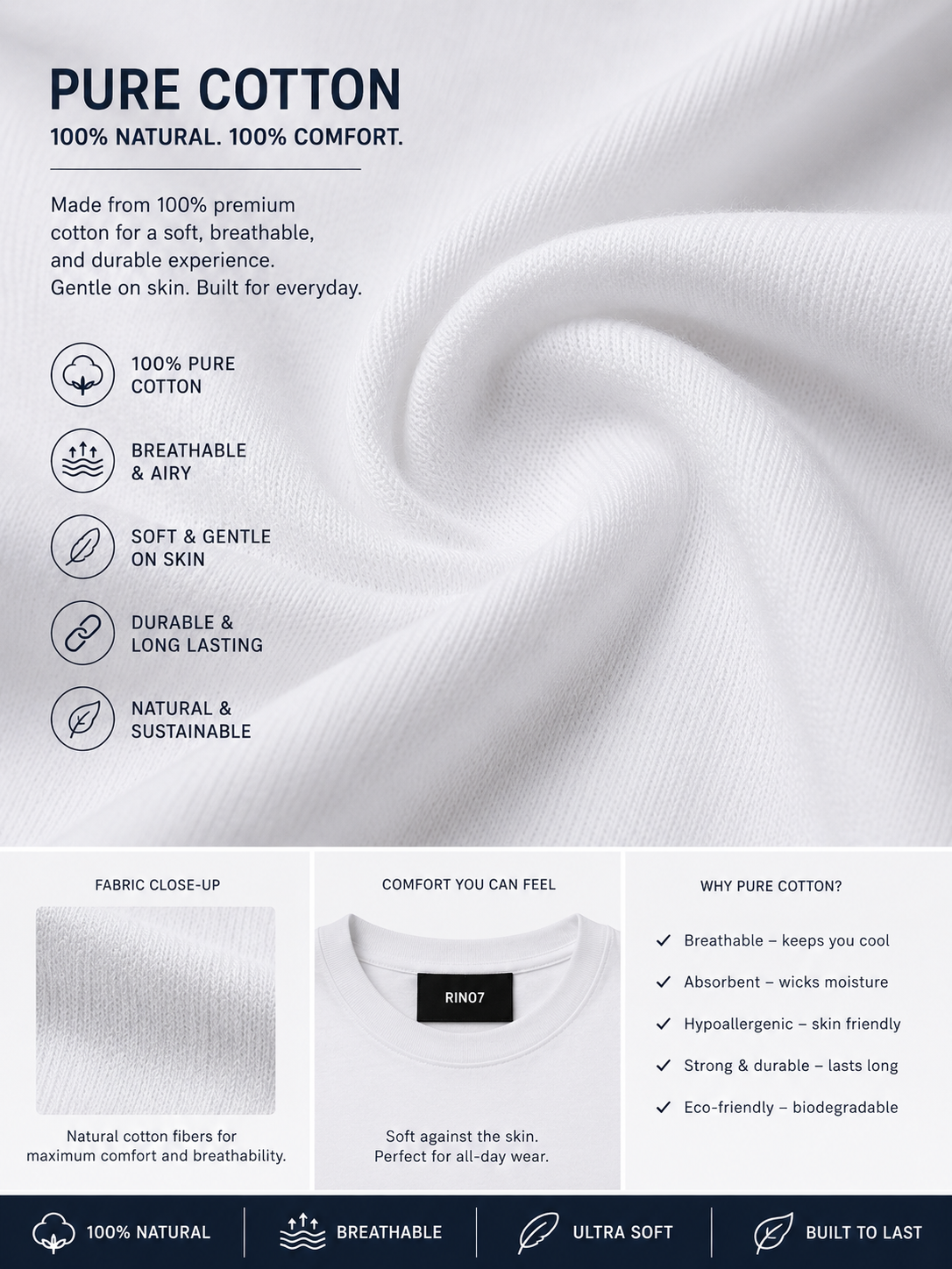 RINO7 Built Different Men’s Regular Fit Tee